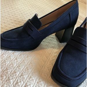 Blue suede loafer